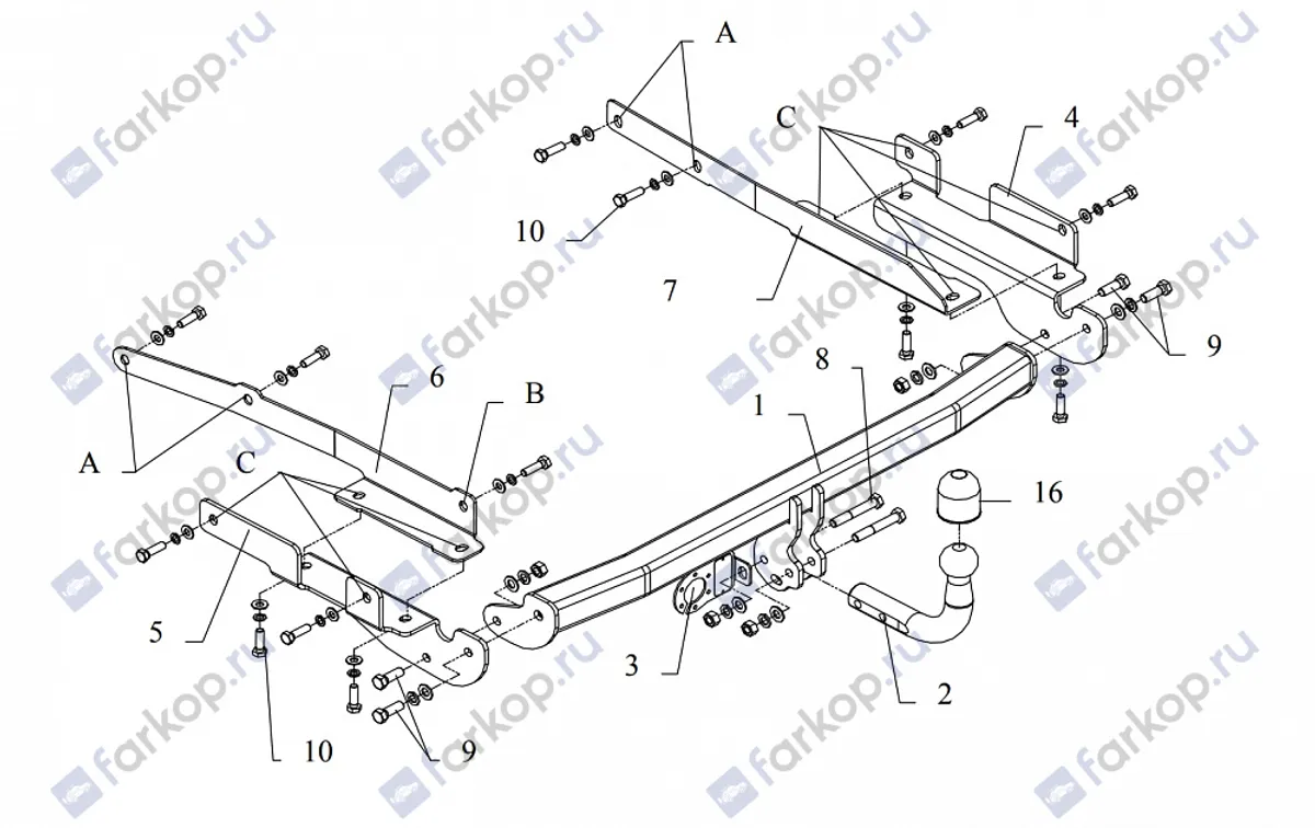 Фаркоп Auto-Hak для Mitsubishi Colt (5дв) 2005-2008 Z 33 в 