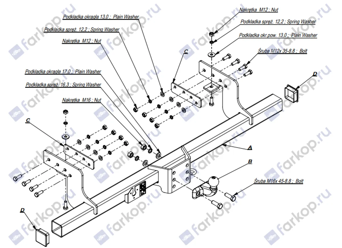 Фаркоп Imiola для Mitsubishi L200 1996-2006 Y.009 в 