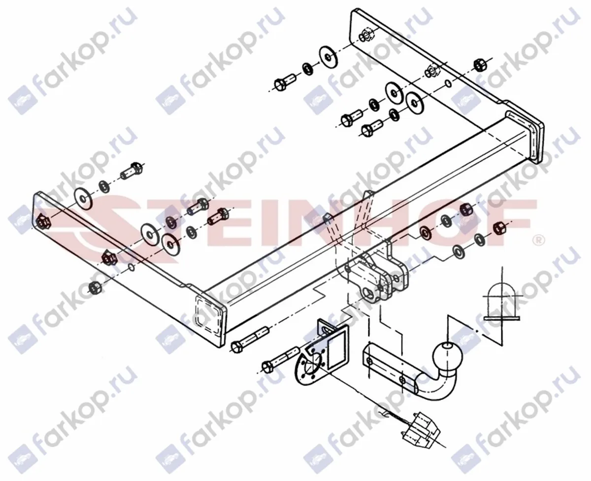Фаркоп Steinhof для Volkswagen Transporter T6 2015-, (без парктроников) V-125 в 