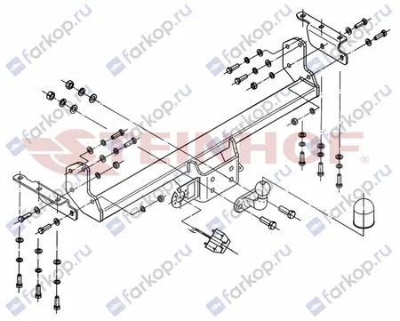 Фаркоп Steinhof для Nissan Navara 2005-2015, (трубчатый бампер) N-088 в 