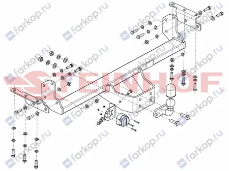 Фаркоп Steinhof для Nissan Navara 2005-2015, (бампер со ступенью) N-087 в 