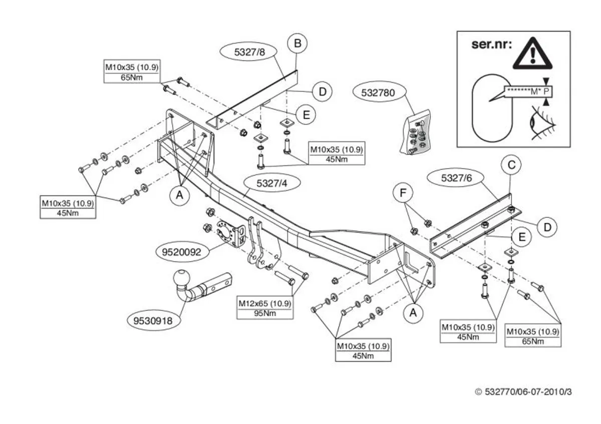 Фаркоп Brink для Opel Meriva 2010-2015 532700 в 