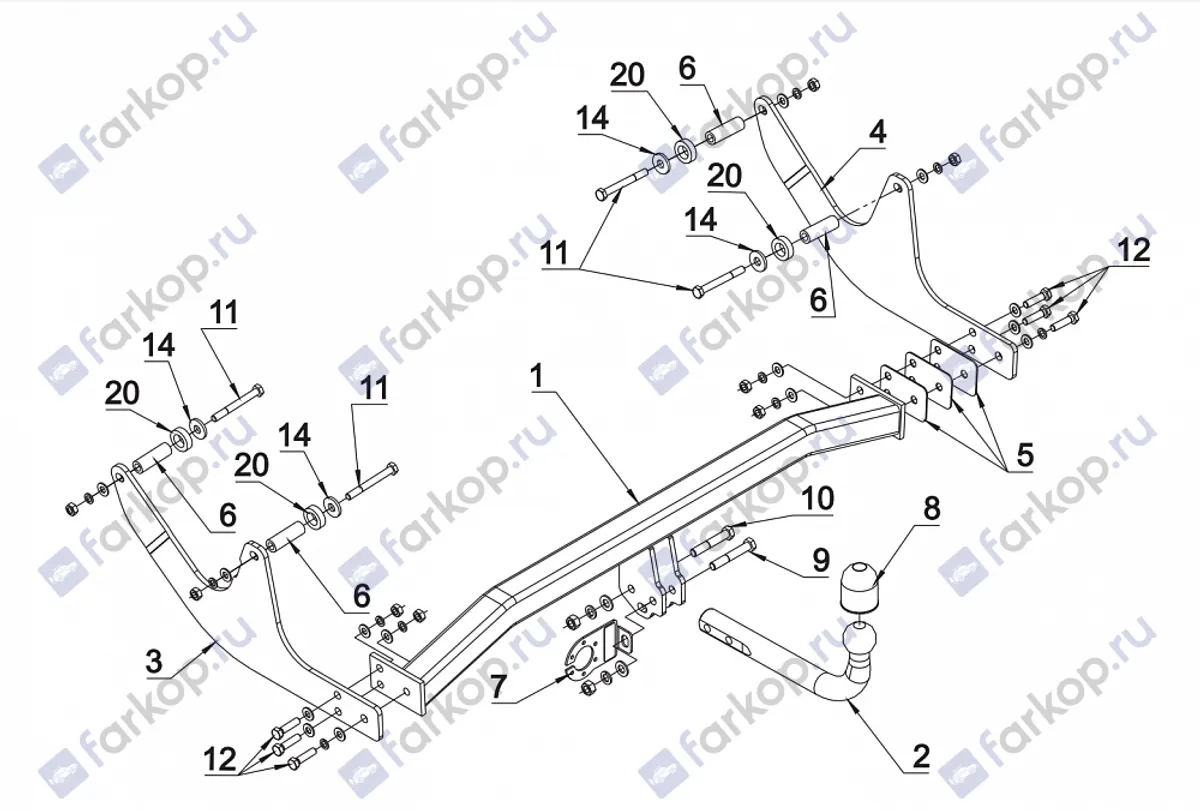 Фаркоп Auto-Hak для Renault Logan (kombi) 2007 -2013 G 51 в 