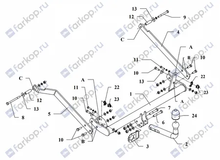 Фаркоп Auto-Hak для Renault Megane Classic 1996-2002 G 22 в 