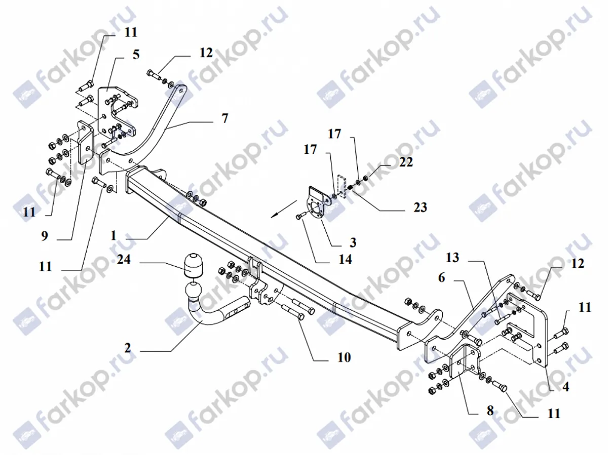 Фаркоп Auto-Hak для Peugeot 407 (4 дв) 2004-2008 F 29 в 