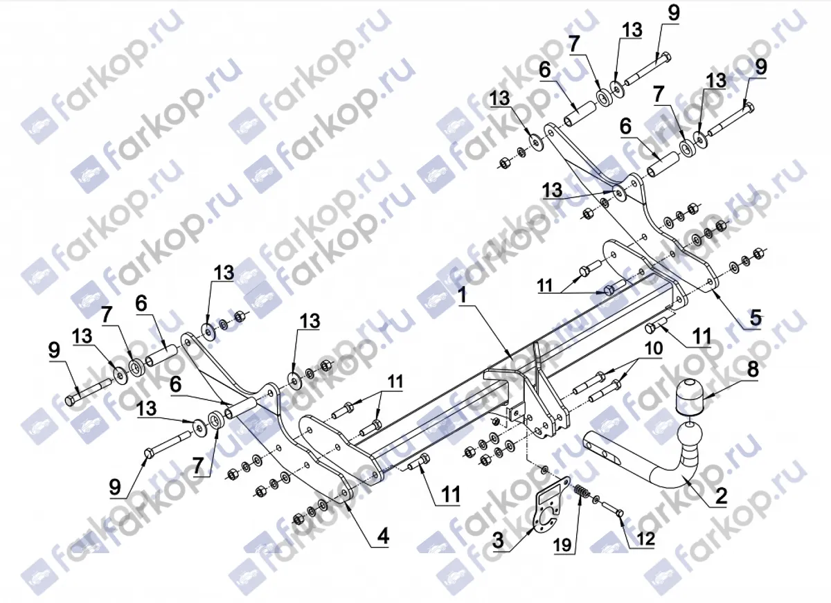 Фаркоп Auto-Hak для Renault Laguna (универсал) 2007-2015 G 52 в 