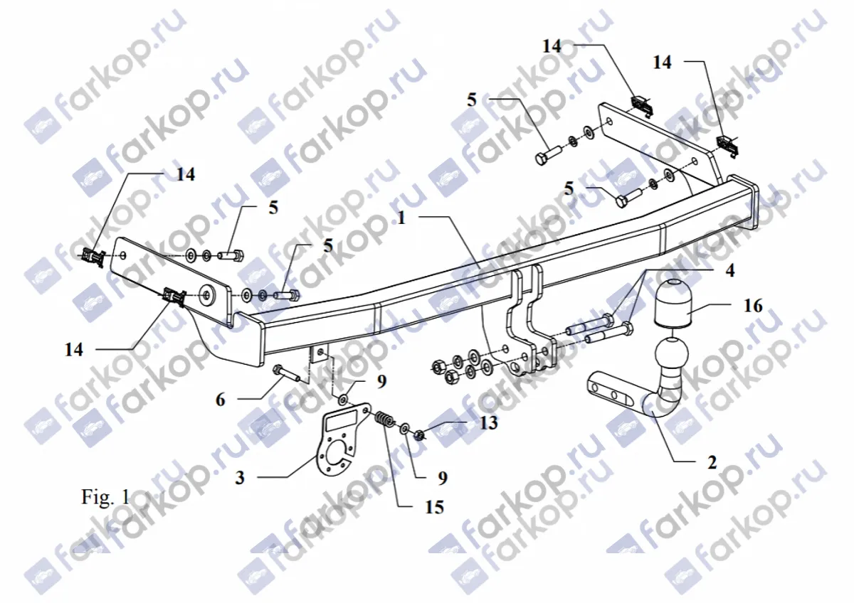 Фаркоп Auto-Hak для Peugeot 206 (3,5 дв) 1998-2003 F 14 в 