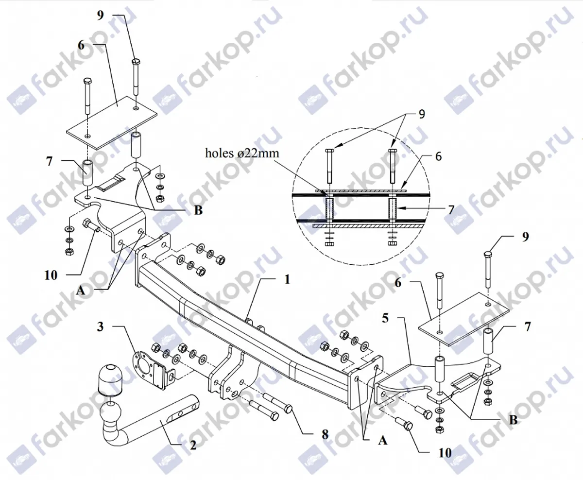 Фаркоп Auto-Hak для Opel Combo 1995-2001 E 20 в 