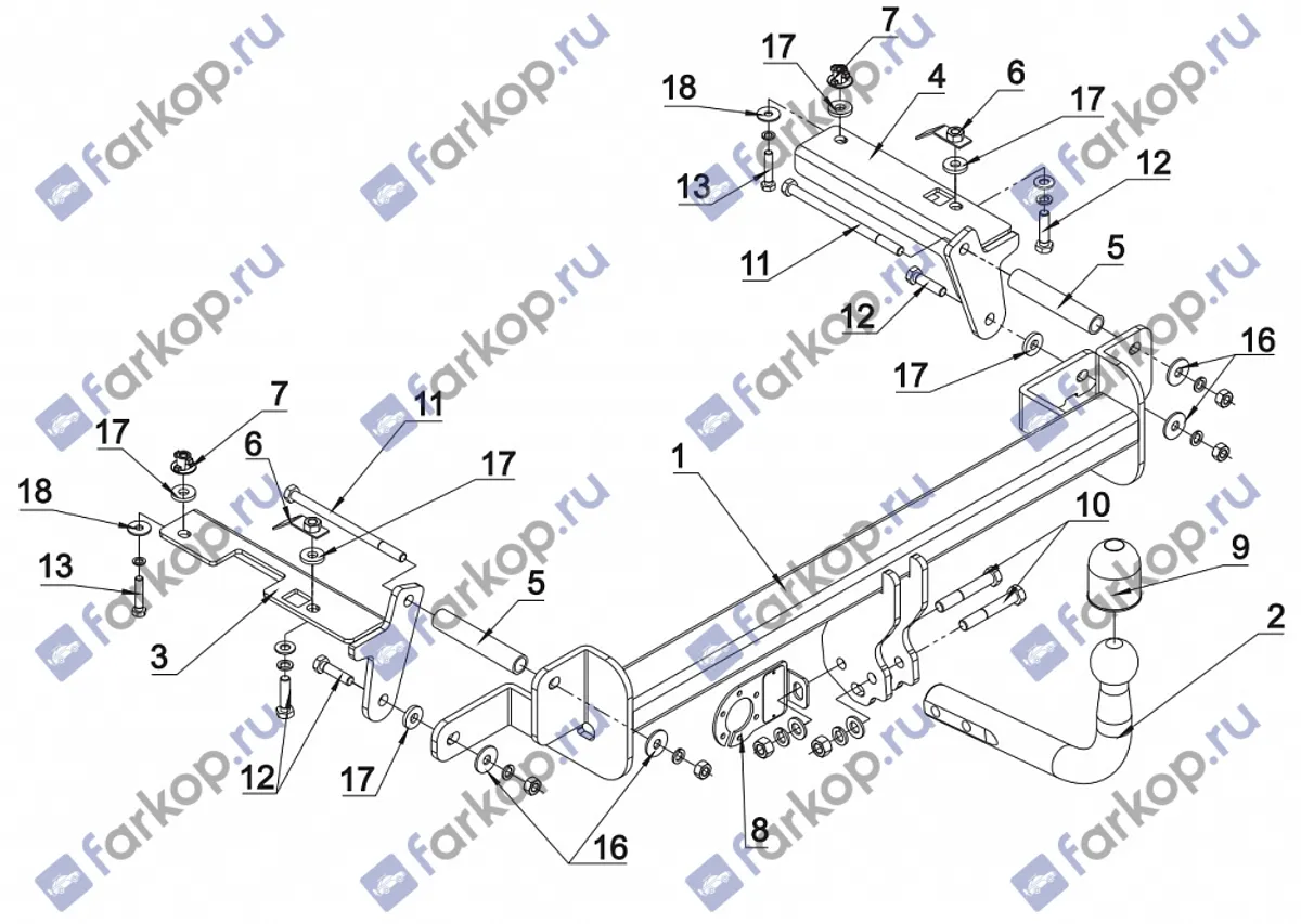 Фаркоп Auto-Hak для Opel Zafira 2005-2014 E 48 в 