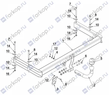 Фаркоп Auto-Hak для Skoda Superb 2002-2008 H 08 в 