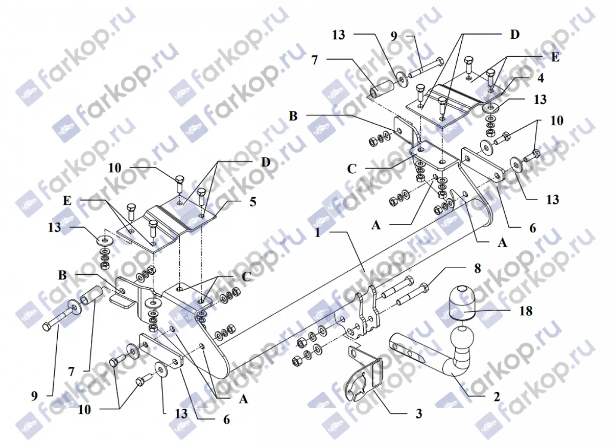 Фаркоп Auto-Hak для Peugeot 405 1987-1995 F 05 в 