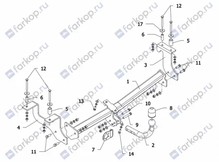 Фаркоп Auto-Hak для Suzuki Wagon R+ (5 дв.хетчбек, 2,4WD) 2002-2008 W 17 в 