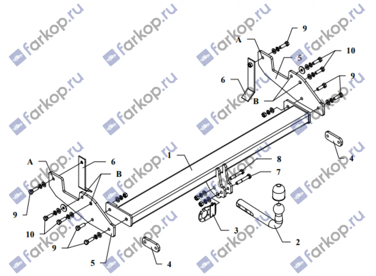 Фаркоп Auto-Hak для Toyota Hilux 2010-2015 0 69 в 