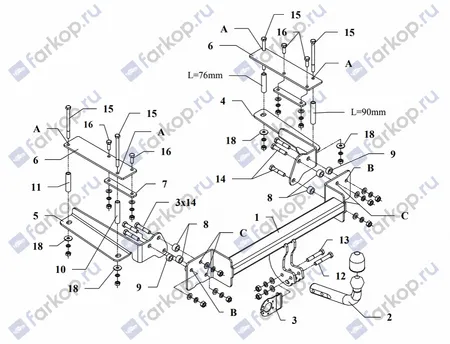 Фаркоп Auto-Hak для Suzuki Liana (седан) 2002-2008 W 20 в 