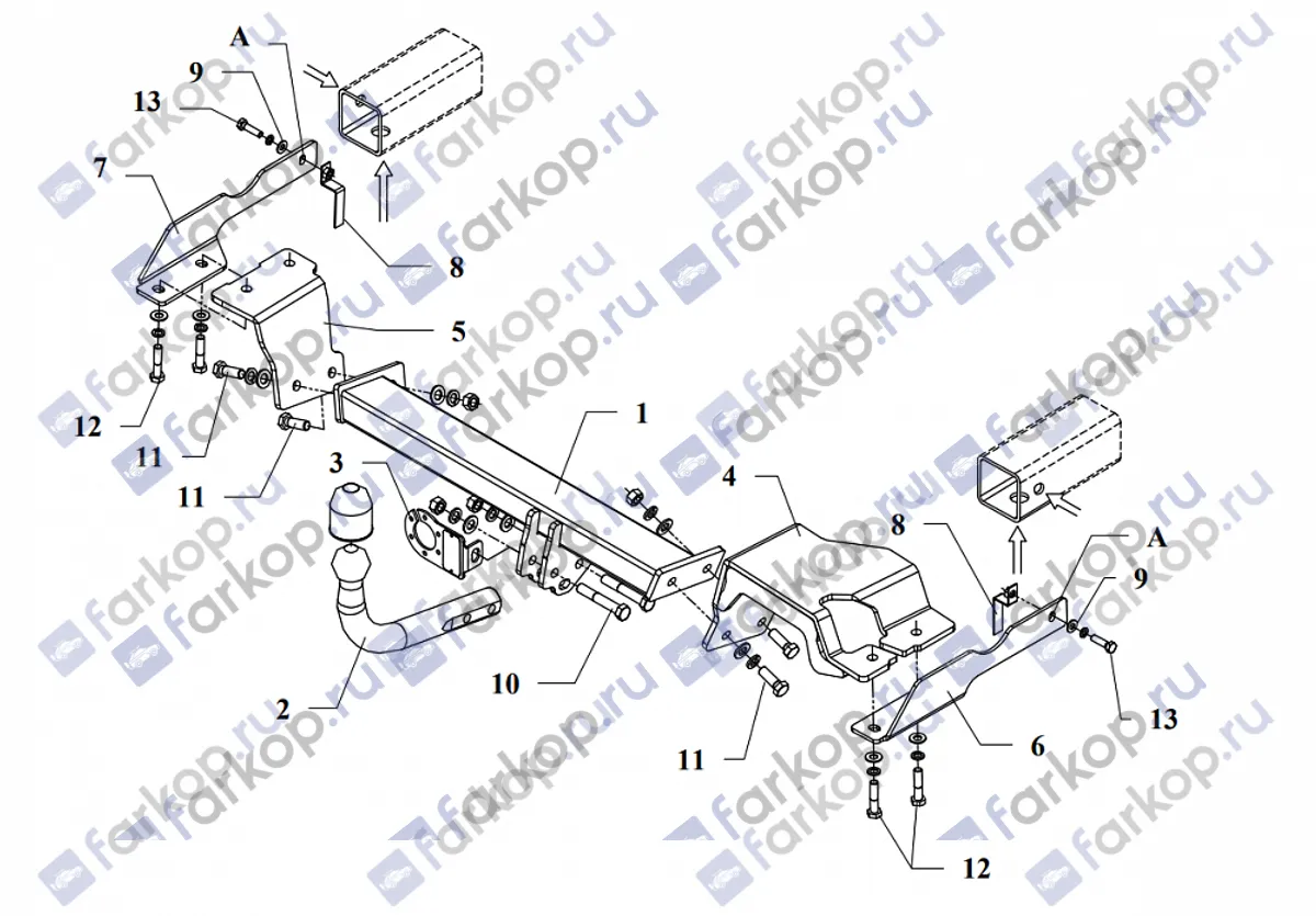 Фаркоп Auto-Hak для Toyota Yaris (япон) 1999-2001 0 24 в 