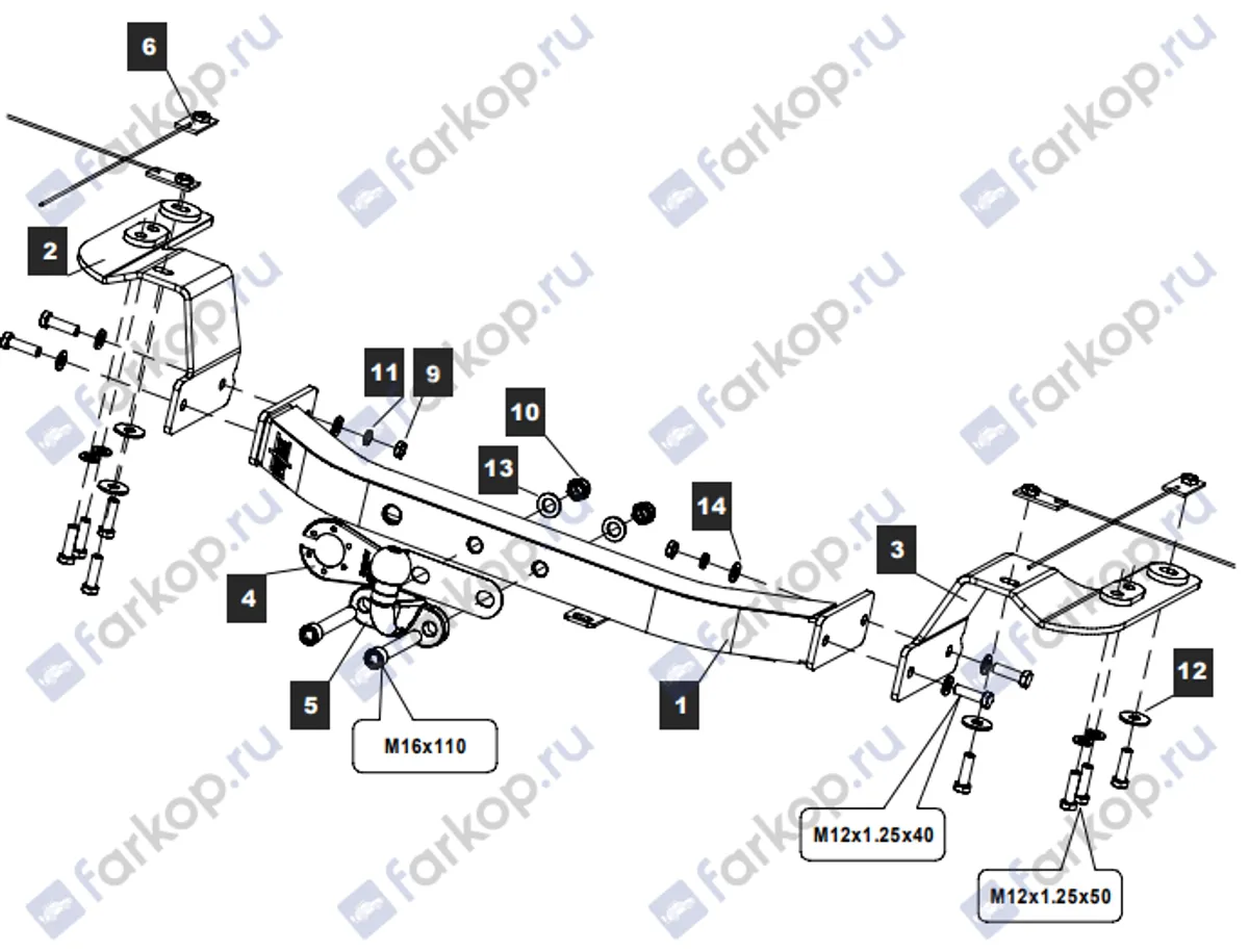 Фаркоп Baltex для Lexus LX 570 superior 2016-2021 249456 в 