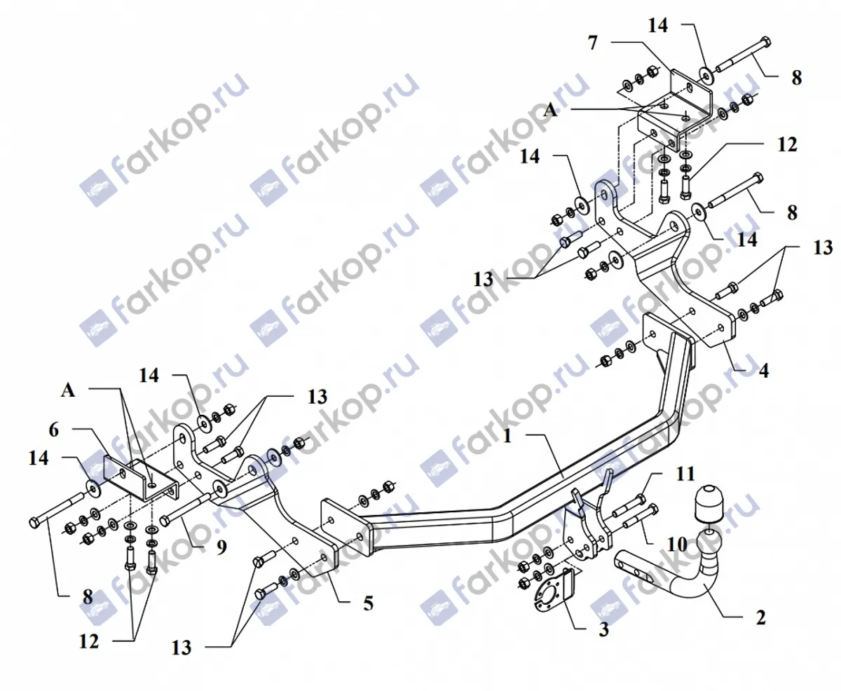 Фаркоп Auto-Hak для Hyundai Starex 2008-2019 J 58 в 