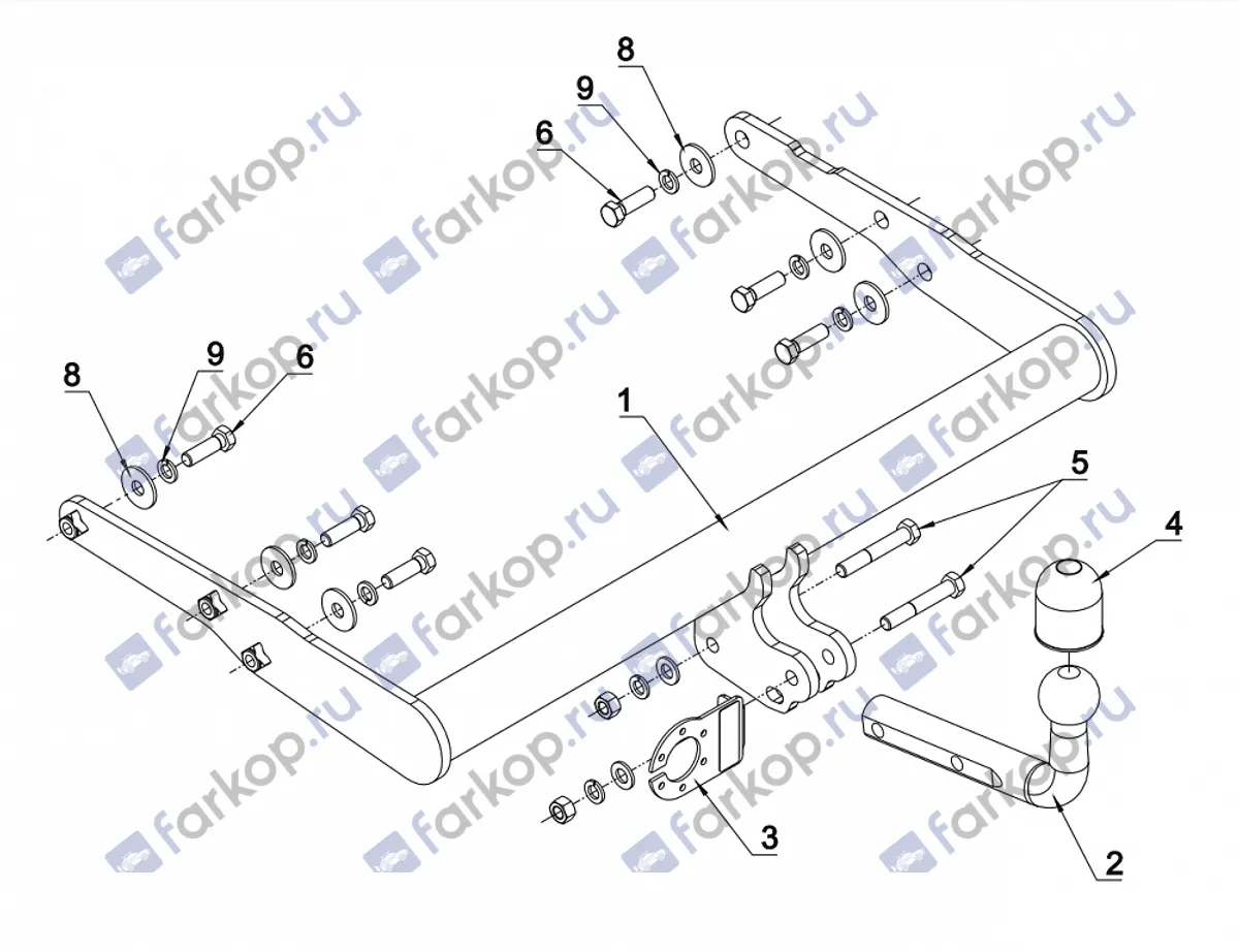 Фаркоп Auto-Hak для Volkswagen Multivan T5 2003-2015 K 42 в 