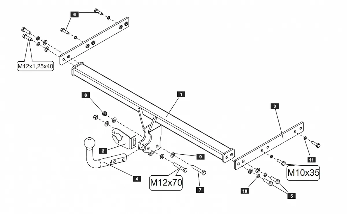 Фаркоп Baltex для Skoda Octavia (хетчбек, универсал, кроме 4х4) 1996-2004 21210912 в 