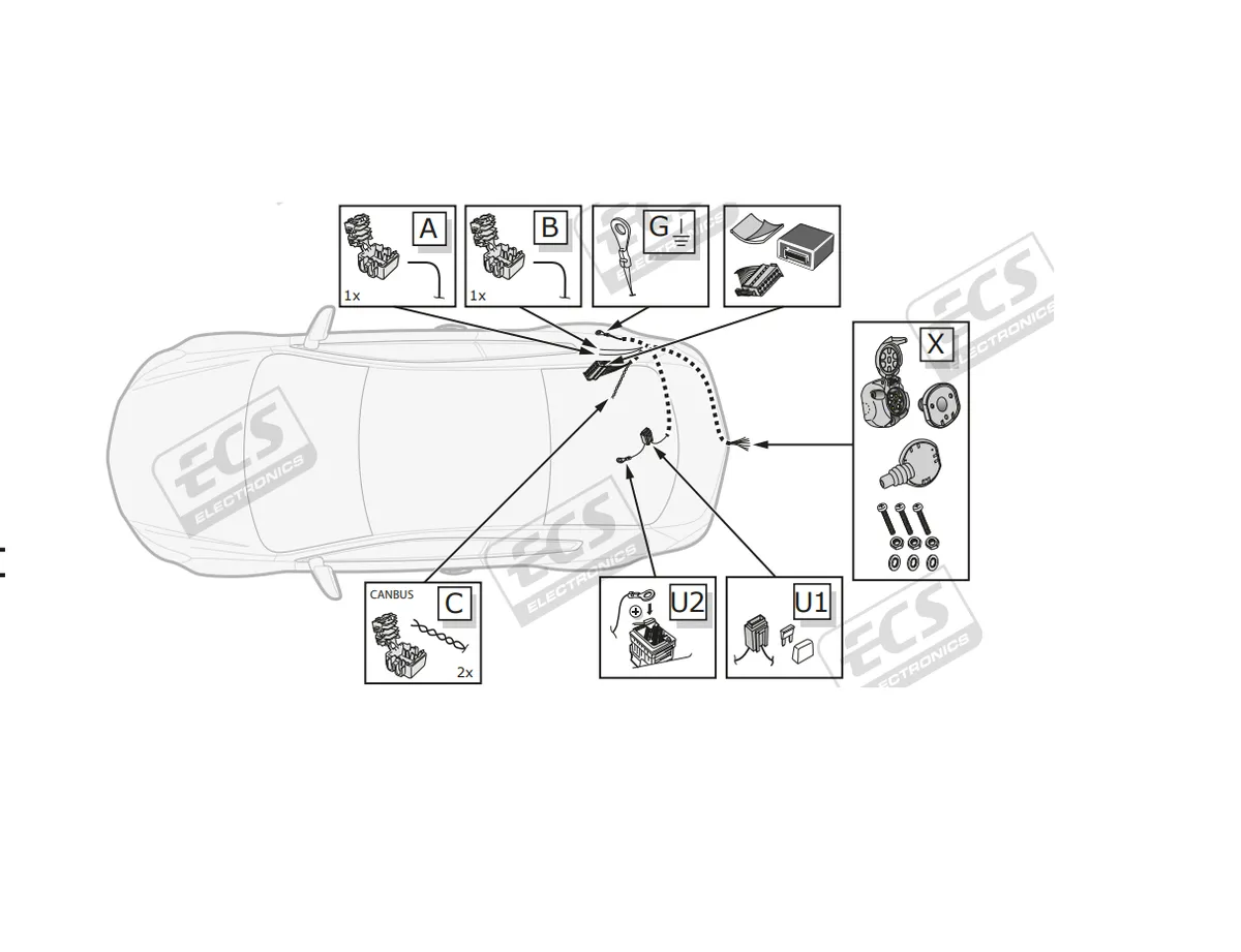 Электрика фаркопа ECS (7 pin) для BMW 3 серия (F34) 2014- BW028B1 в 