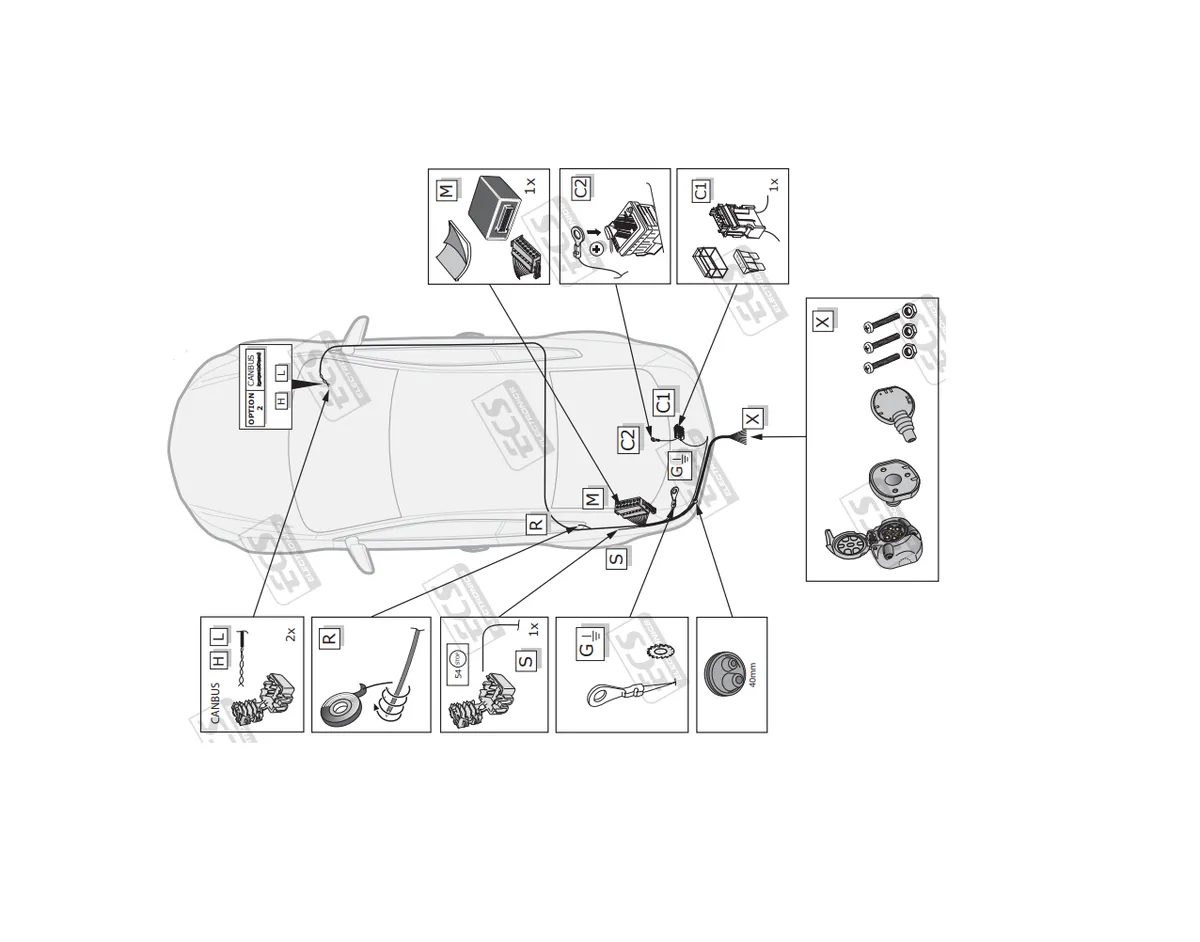 Электрика фаркопа ECS (7 pin) для BMW 3 серия 2013- BW008B1 в 