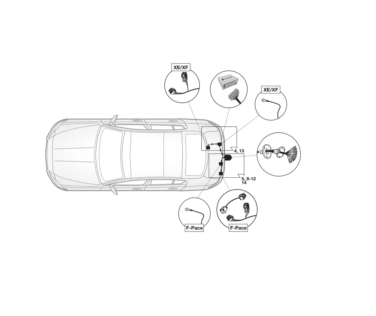 Электрика фаркопа Brink (13 pin) для Jaguar XF 2015-2017 719054 в 