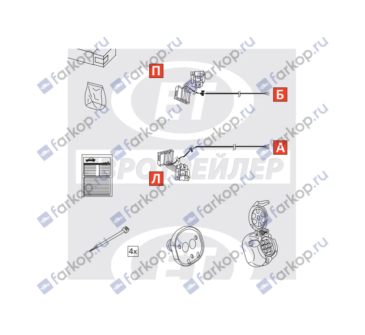 Электрика фаркопа (7 pin) для Lada Granta (седан) 2011- 101030 в 