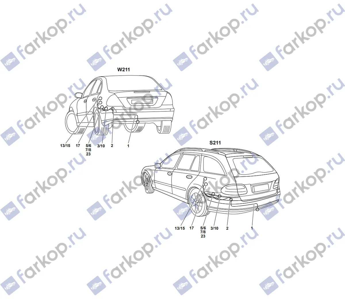 Электрика фаркопа Westfalia (13 pin) для Mercedes E-class 2003-2009 313196300113 в 