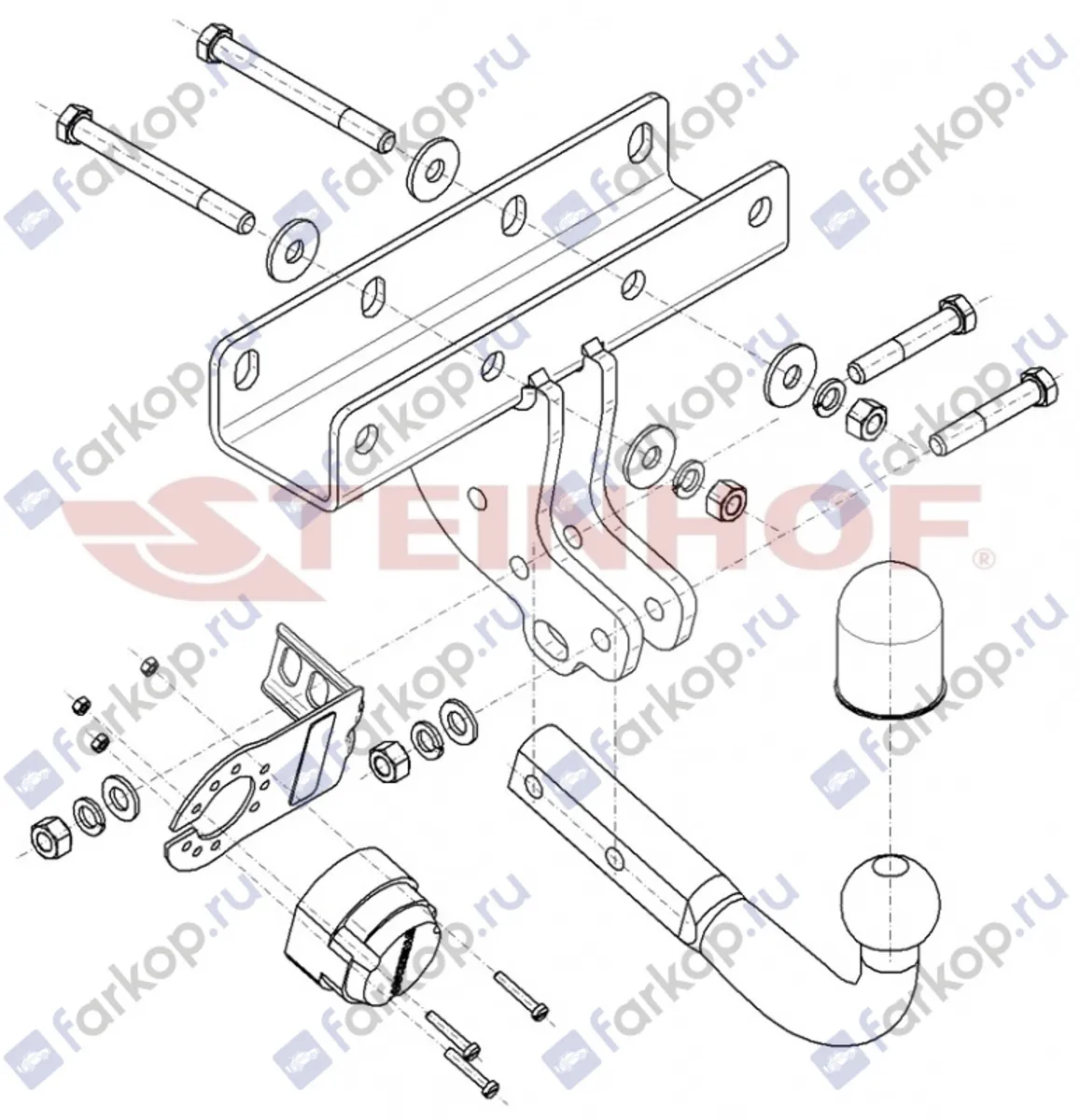 Фаркоп Steinhof для Jeep Wrangler 2017-, (кроме adblue) J-077 в 