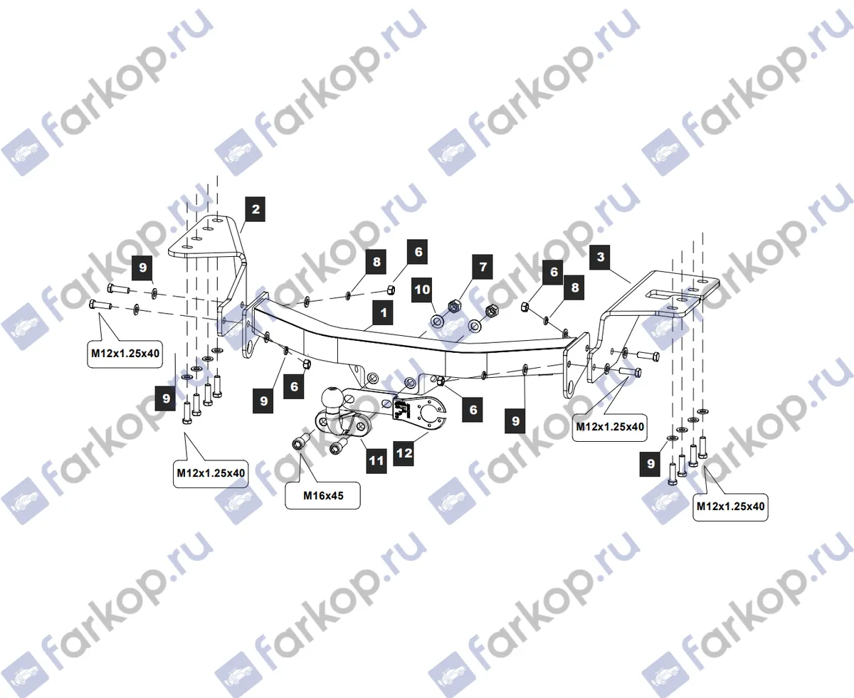 Фаркоп Baltex для Toyota Fortuner 2013-2016 24258808 в 