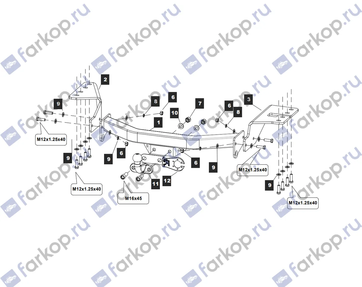 Фаркоп Baltex для Toyota Fortuner 2013-2016 24258821 в 