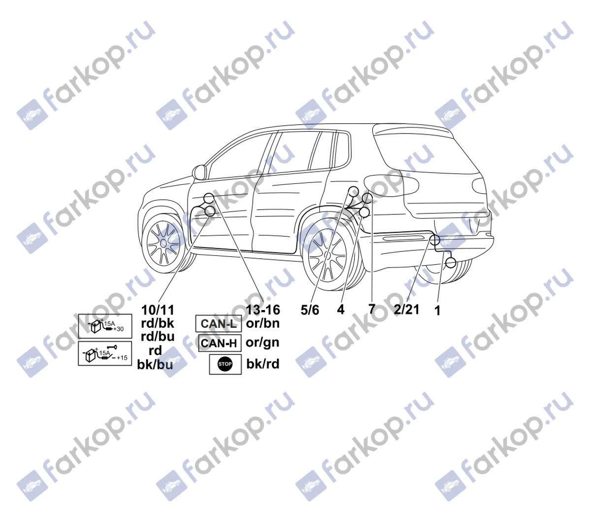 Электрика фаркопа Westfalia (7 pin) для Volkswagen Tiguan 2007-2015 321600300107 в 