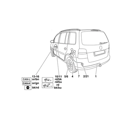 Электрика фаркопа Westfalia (7 pin) для Volkswagen Touran 2003-2015 321600300107 в 