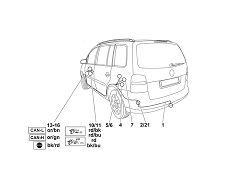 Электрика фаркопа Westfalia (13 pin) для Volkswagen Touran 2003-2015 321600300113 в 