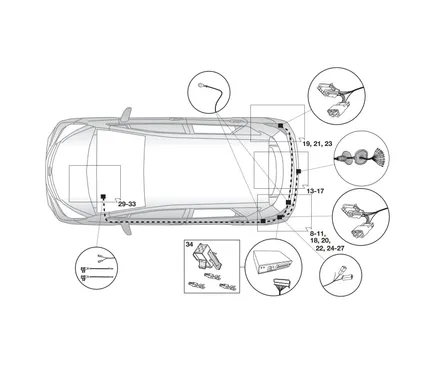 Электрика фаркопа Hak-System (13 pin) для Toyota Auris 2013- 21250538 в 