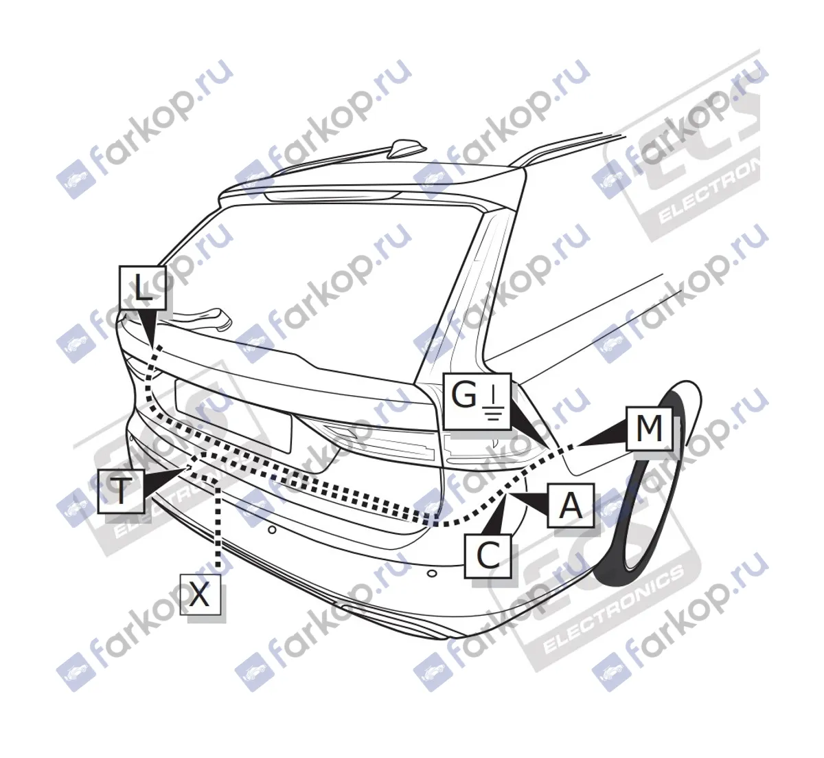 Электрика фаркопа ECS (7 pin) для Volvo V90 2016- VL048FX в 