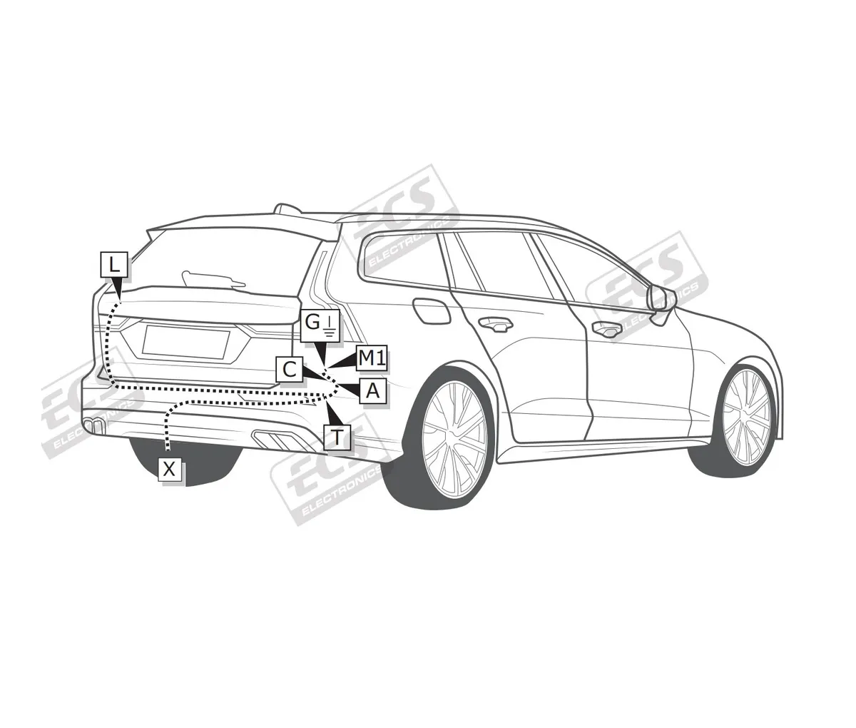 Электрика фаркопа ECS (7 pin) для Volvo V60 2018- VL048FX в 