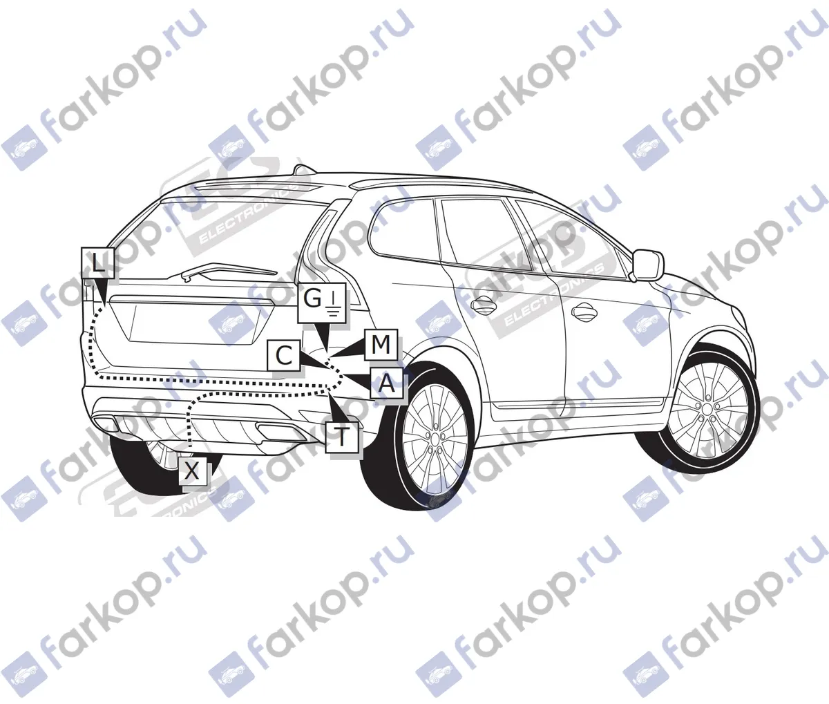 Электрика фаркопа ECS (7 pin) для Volvo XC40 2018- VL048FX в 