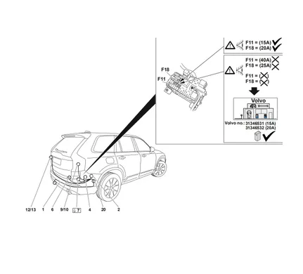 Электрика фаркопа Westfalia (13 pin) для Volvo XC90 2015- 320102300113 в 