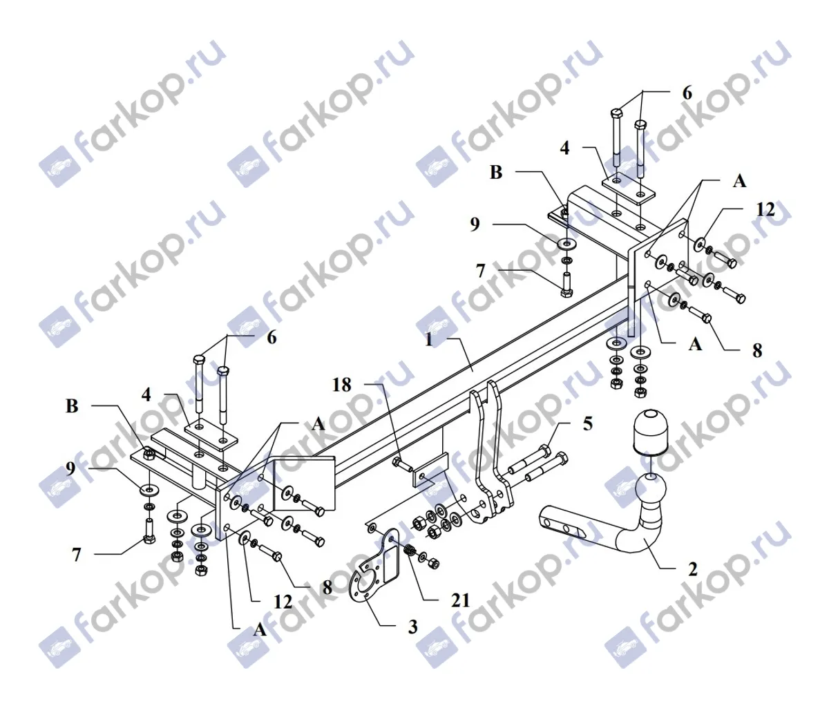 Фаркоп Auto-Hak для Chevrolet Lacetti (4 дв) 2005 -2013 X 19 в 