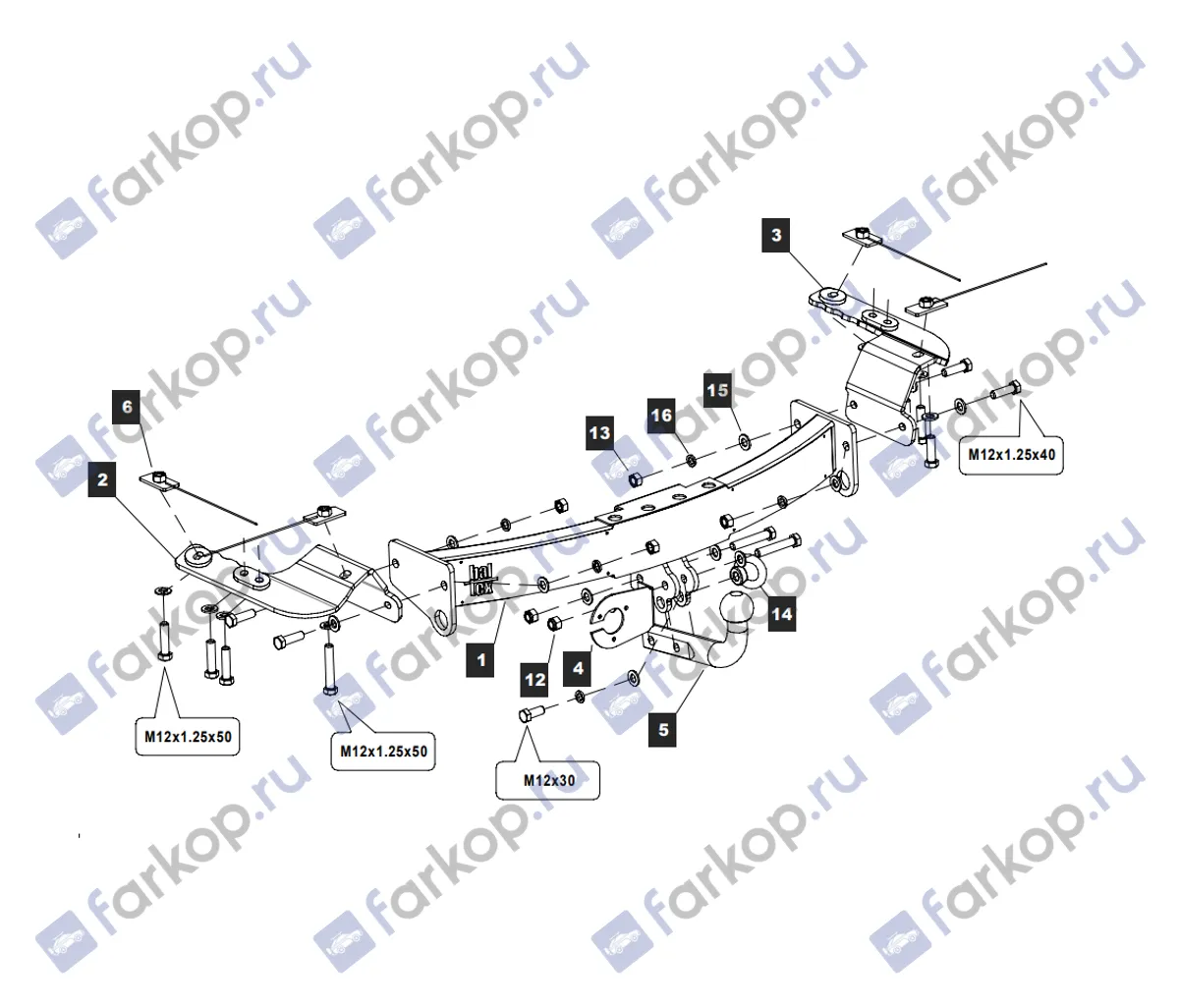 Фаркоп Baltex для Toyota Land Cruiser J200 2007-2021 Y20AN в 