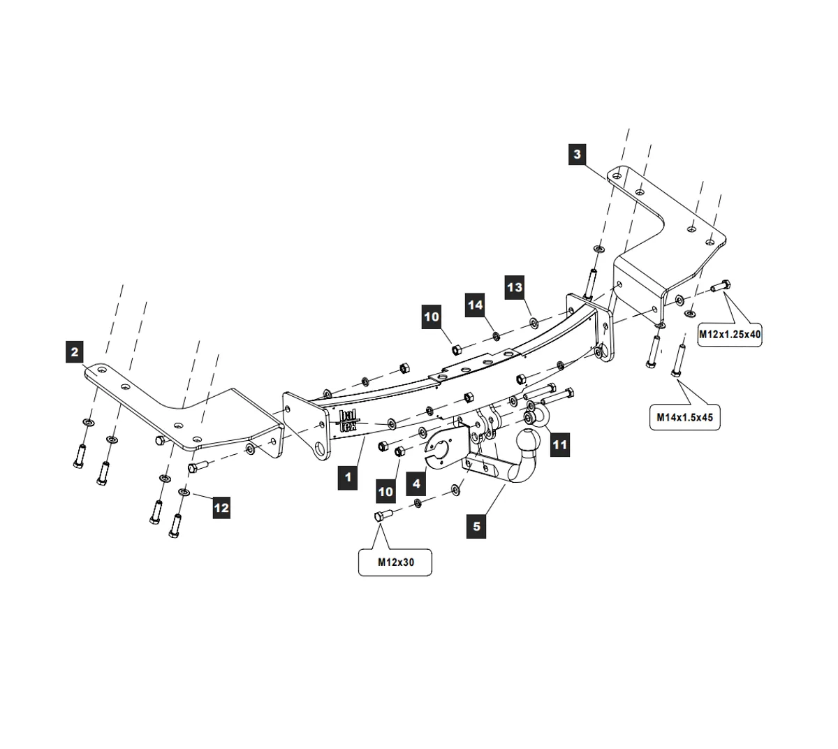 Фаркоп Baltex для Toyota Land Cruiser J100 VX 1998-2007 Y08AN в 