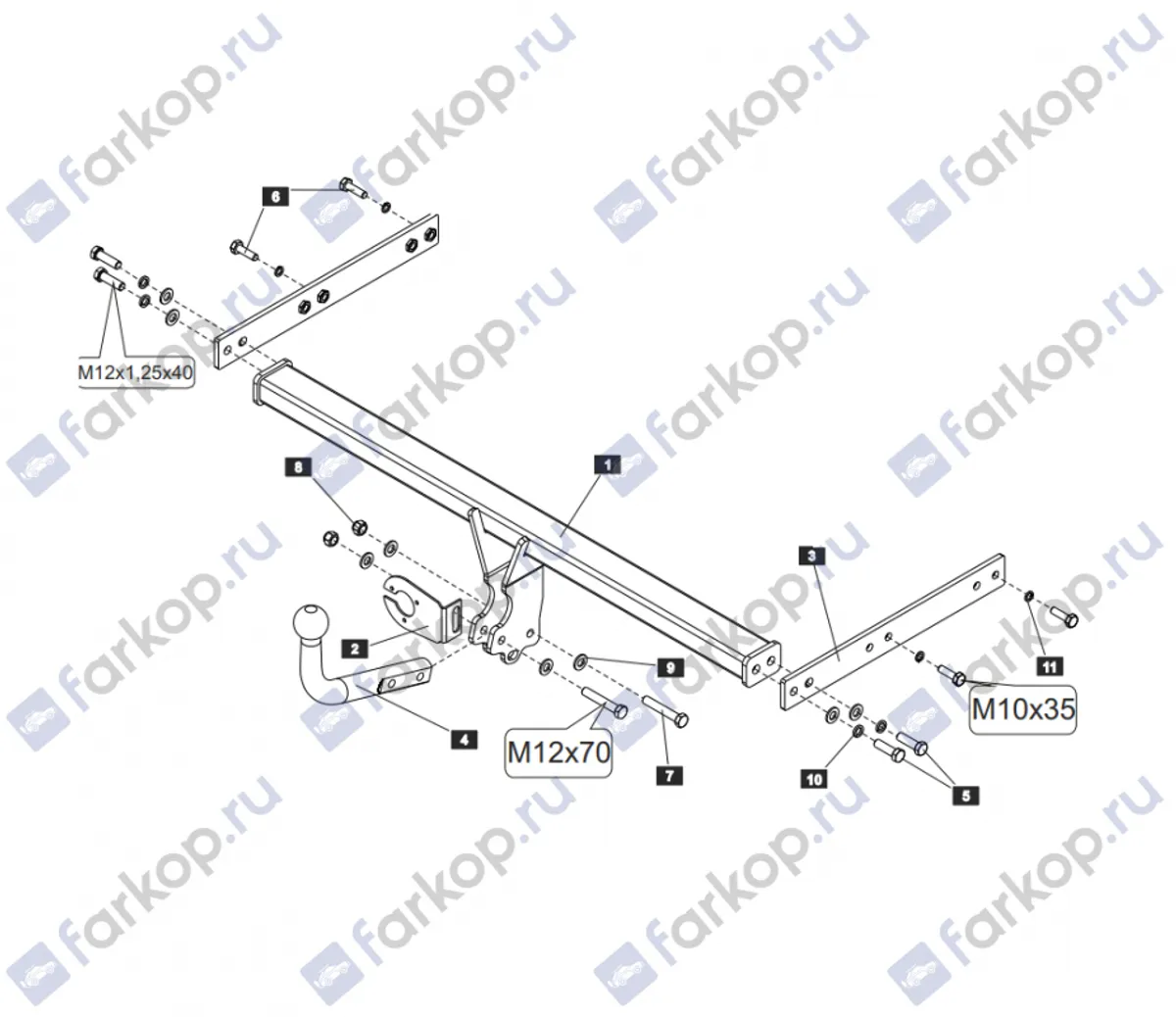 Фаркоп Baltex для Volkswagen Bora (хетчбек, универсал) 1998-2005 21210912 в 