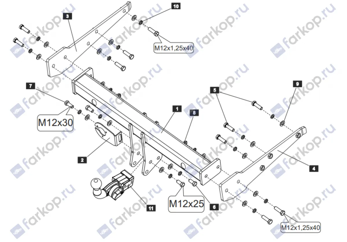 Фаркоп Baltex для Volkswagen Caravelle 2015- 269072 в 