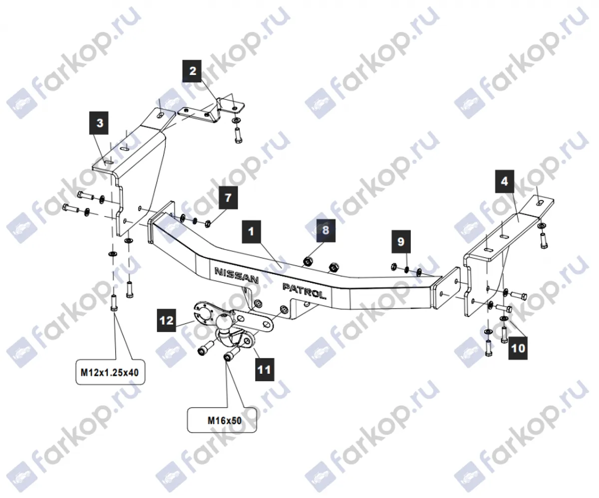 Фаркоп Baltex для Nissan Patrol 2010-2017 159348 в 