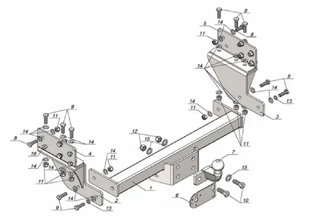 Фаркоп Лидер Плюс для Lexus RX 300,330,350,400 2003-2009 L101-F(N) в 