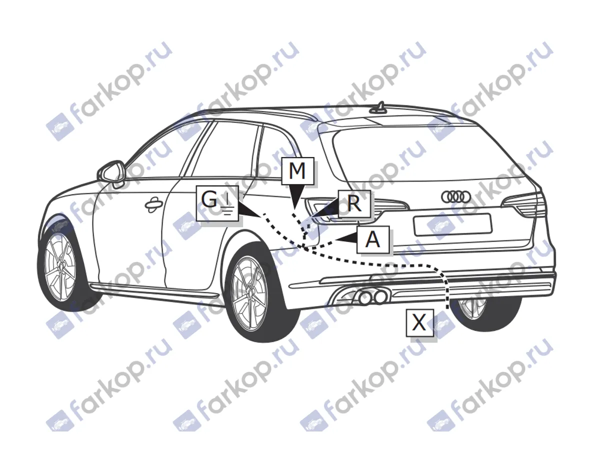 Электрика фаркопа ECS (7 pin) для Audi A4 2015- AU068B1 в 