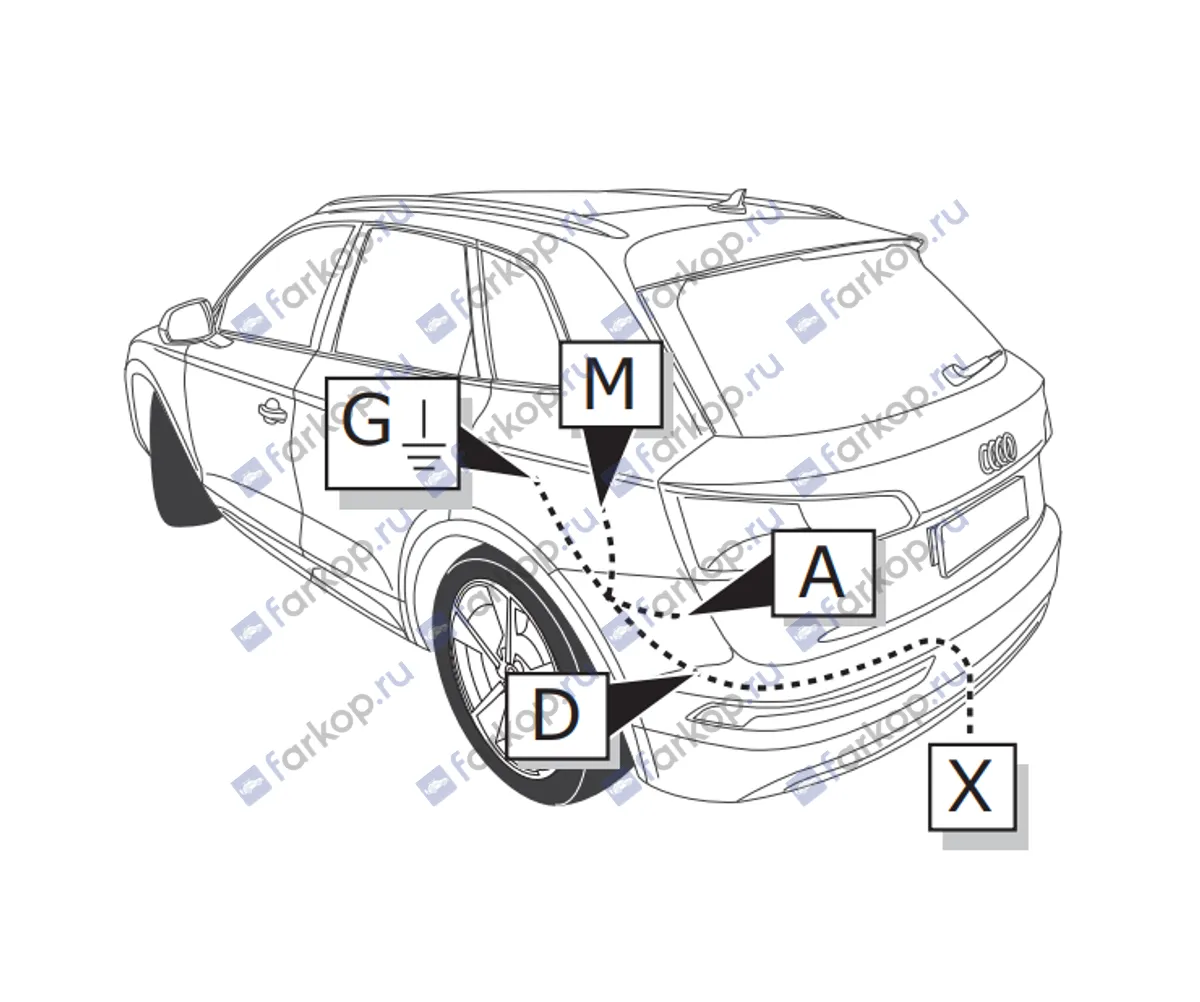 Электрика фаркопа ECS (7 pin) для Audi Q7 2020- AU068B1 в 