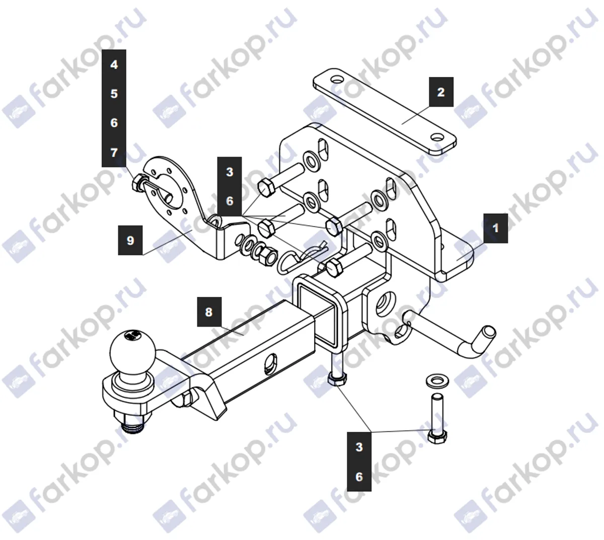 Фаркоп TowRus для Toyota FJ Cruiser 2009-2018 229419 в 