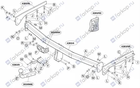 Фаркоп Brink для Chrysler Voyager 2005-2008, (Stow n Go) 428300+9070283 в 